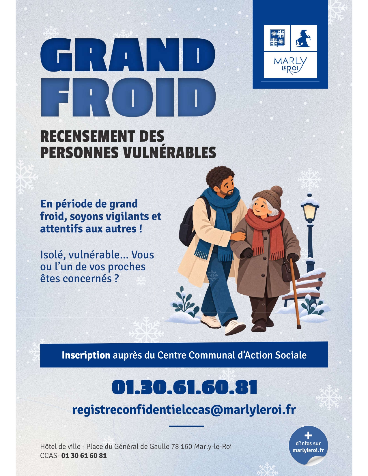 affiche du recensement des personnes vulnérables en cas de grand froid