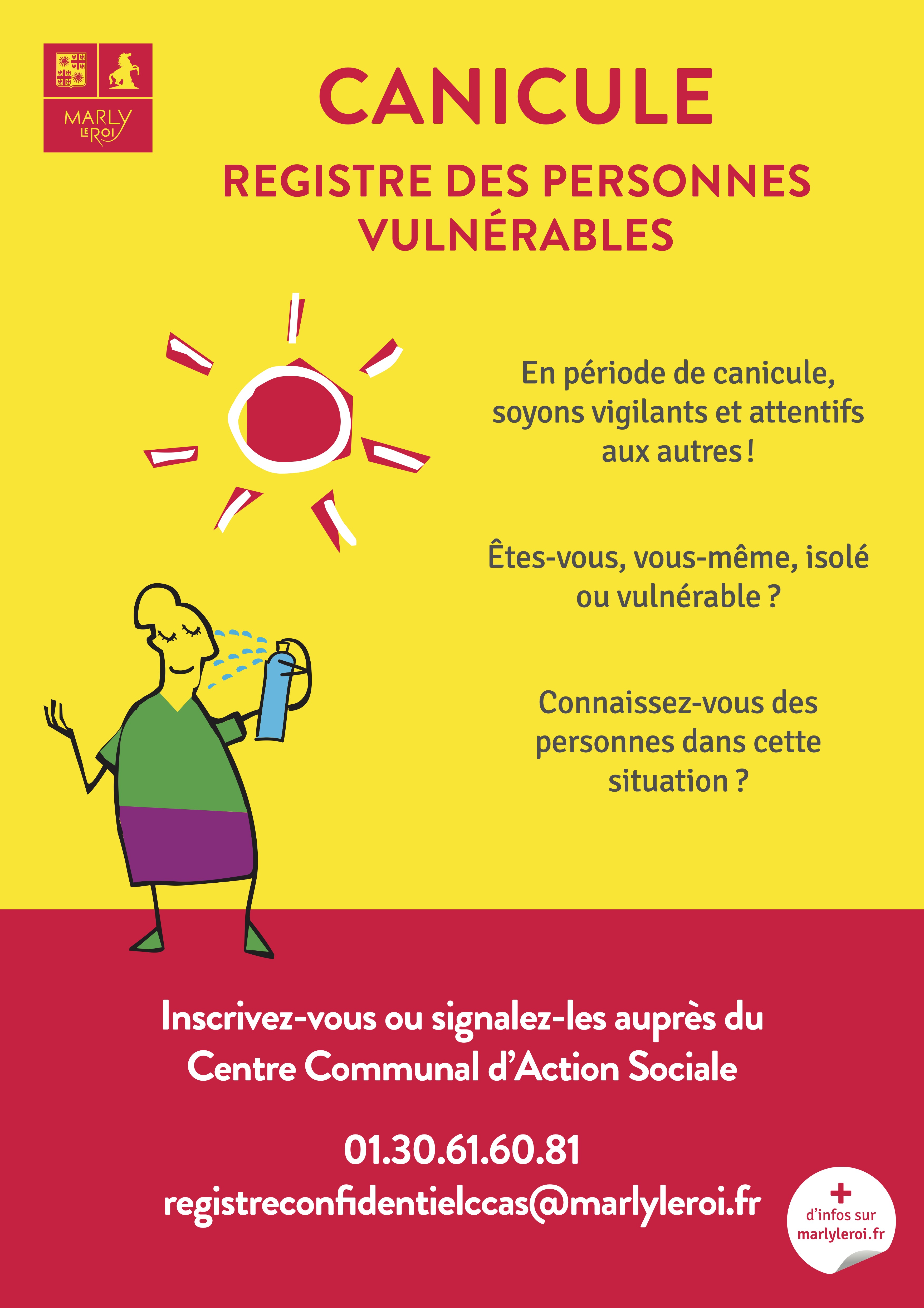 affiche du recensement des personnes vulnérables en cas de canicule